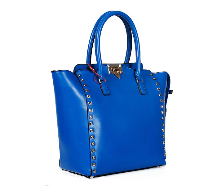 2014 Valentino Garavani Rockstud Double Handle Bag VG2501 blue - Click Image to Close